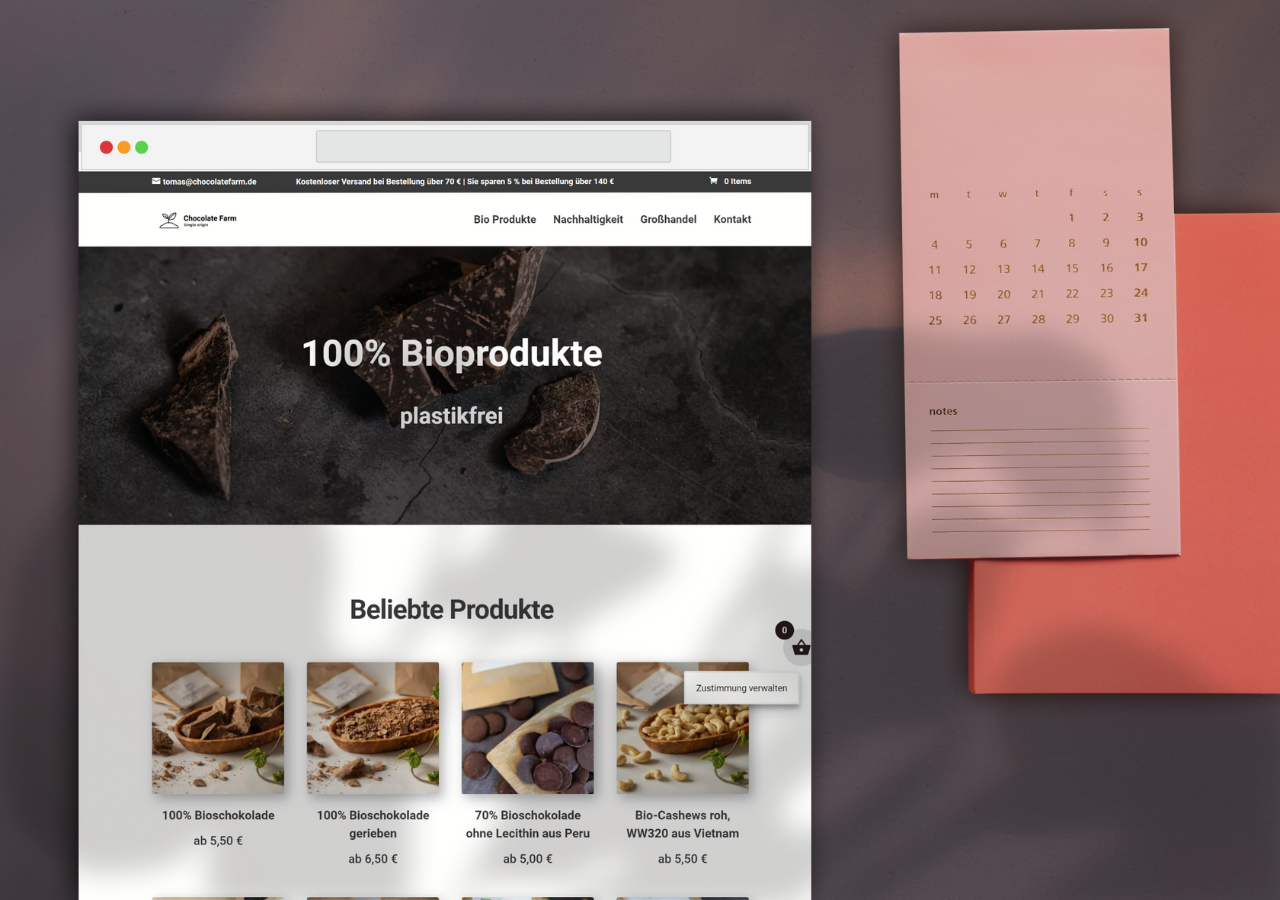 Chocolate e-commerce project mockup