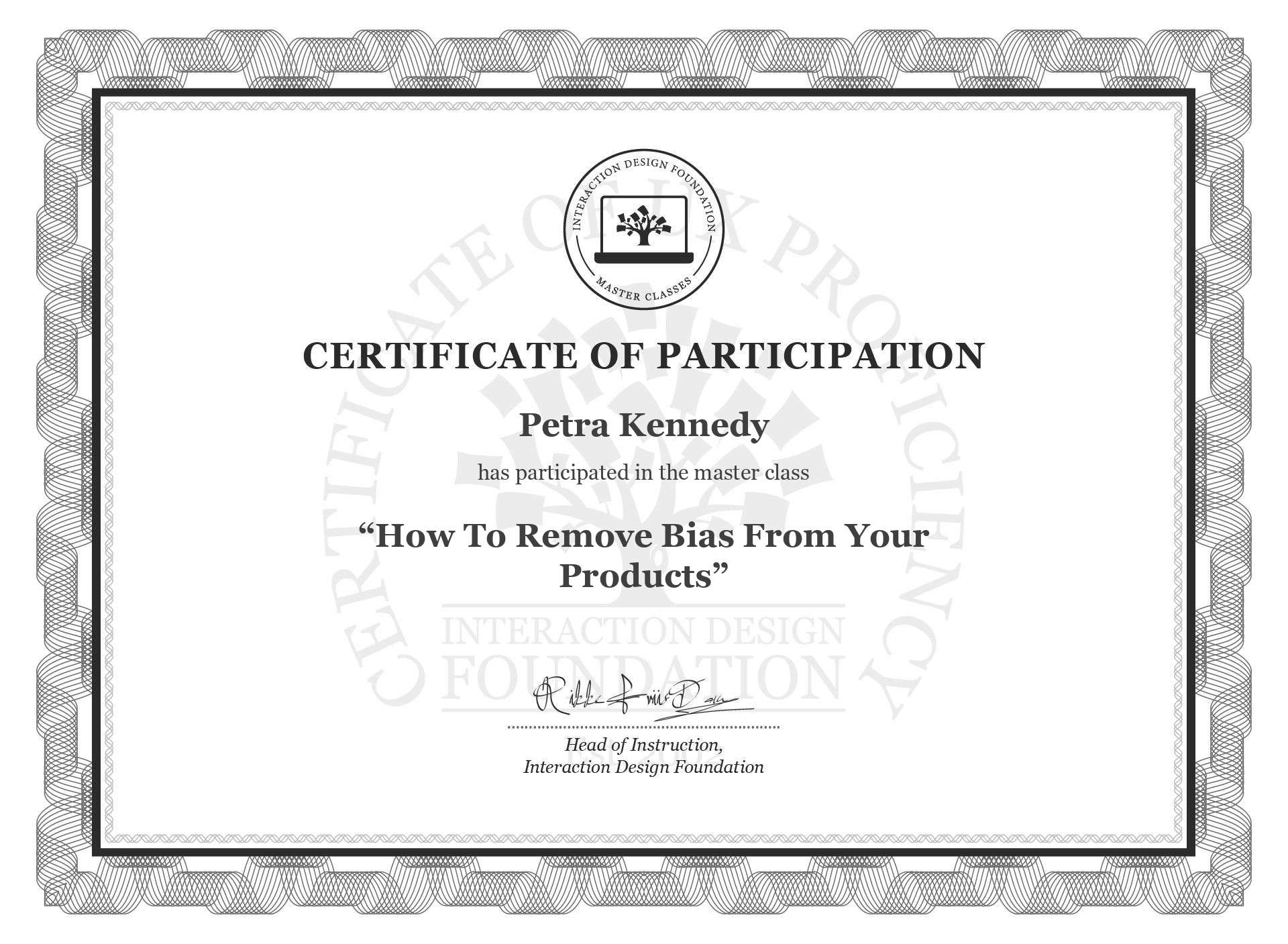 Masterclass Certificate How To Remove Bias From Your Products